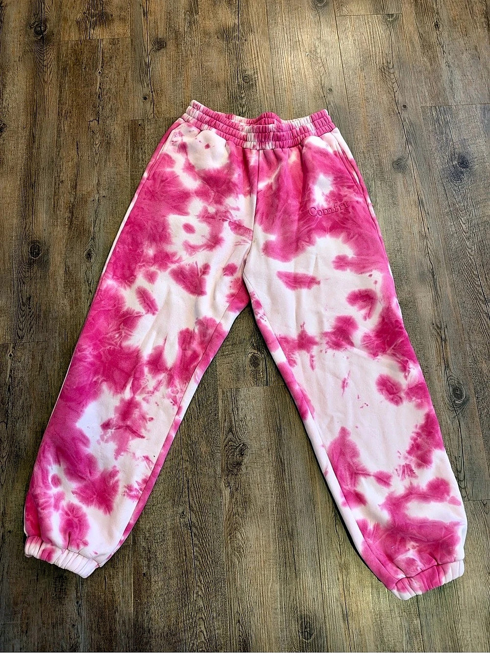 Comfrt Women’s Large Pink Tie-Dye Joggers